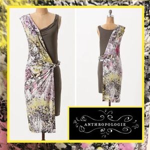 Leifsdottir Anthropologie Summer Dress Layered Floral Sarong Knot Asymmetric S